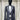 Single Button Three Piece Mens Suit with contrasting blue velvet lapel, matching bow tie and Black Pants