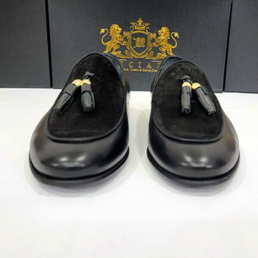 All Black genuine leather men's dress shoes