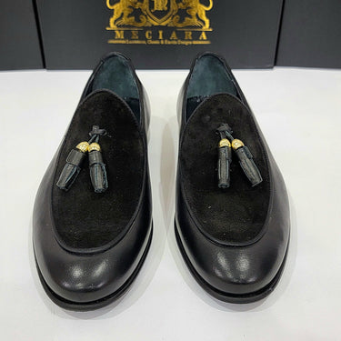 All Black genuine leather men's dress shoes
