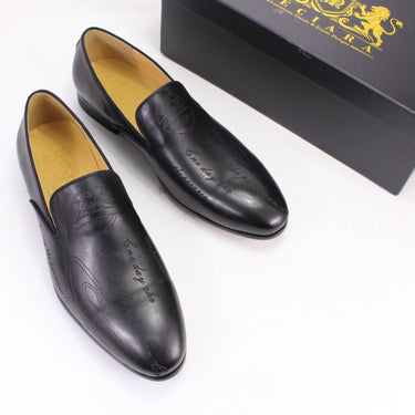 Elegant embossed slip-on dress shoes