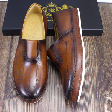 Richard Embossed Genuine Leather Premium Men's Sneaker Shoes