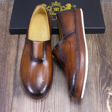 Richard Embossed Genuine Leather Premium Men's Sneaker Shoes