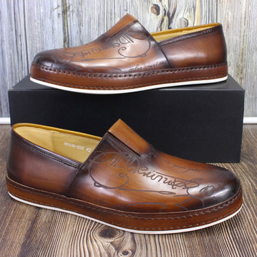 Richard Embossed Genuine Leather Premium Men's Sneaker Shoes