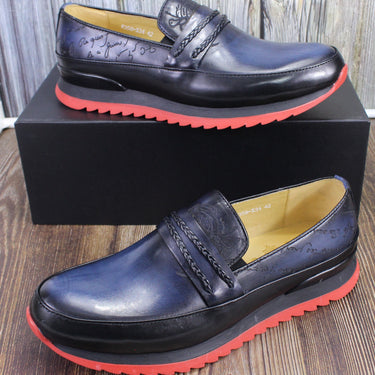 Reynolds Embossed Genuine Leather Casual Sneakers